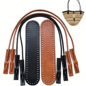 Resim Retro Sahte Sığır Sahte Deri DIY Dokuma Çanta Seti-İç Dizayn El Yapımı El Çantası Aksesuarları, El Bilek Çantası Askı Yapımı, 32,0*7,01 cm Çanta Tabanı, Yuvarlak İp Bilek Askı Aksesuarları, DIY Cüzdan Yapımı 