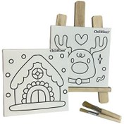 Resim ChildGen Minik Sanatçı Seti - Şövale 2'li Baskılı Tuval ve 2'li Fırça 