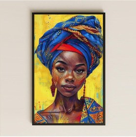 Resim Afrika Desenli Renkli Kadın Portresi Şeffaf Pleksi Tablo 