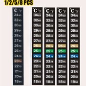 Resim 1/2/5/8 adet Akvaryum Termometre Etiketleri - Renk Değiştiren Sıcaklık Ölçüm Şeritleri Balık Tankları için, Pilsiz ve Okunabilir LCD Ekran, Tuzlu ve Tatlı Su Akvaryumları için Dayanıklı Yapıştırıcı, Akvaryum Sıcaklık Monitörü, Şık Tasarım, Pilsiz Çalışma, Pilsiz, Balık Tankı Termometresi, Bebek Banyo Termometresi 
