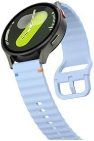 Resim Samsung Galaxy Watch 6 Seri 40-43-44-47 mm İle Uyumlu Dalgalı Dikiş Detaylı Silikon Saat Kordonu Mavi 40 mm 