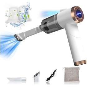 Resim Vkemall Taşınabilir Oto Ev Çift Kullanimlı Süpürge 9000pa Güçlü Emme 120w 90 Katlanabilir Led Işıklı 4000mah Pil 2 Yıkama Filtreli Beyaz 