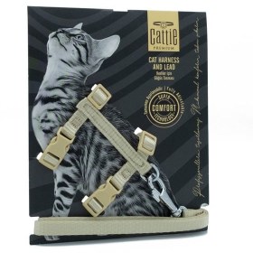 Resim Cattie Kedi Göğüs ve Gezdirme Tasma Takımı Haki 1x25-40 Cm 