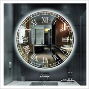 Resim Dnr-Mirror90 Cm Beyaz Ledli Tasarım Kumlamalı Banyo Aynası Makyaj Aynası Işıklı Ayna 