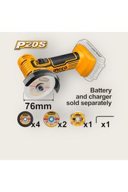 Resim Ingco CAGLI76011 Li-ion Akülü Mini Taşlama 76mm 20V (Tek Makine) 