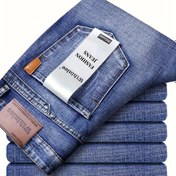 Resim Four Seasons Moda Erkek Klasik Kot Pantolon, Rahat Esnek Düz Paça Günlük ve İş Giyimi İçin 