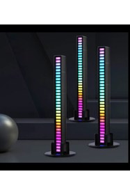 Resim Hightek 2'li Rgb Çubuk Müzik & Ses Animasyonlu Ekolayzer (ŞARJLI-TAŞINABİLİR) Siyah 18cm (2 adet) 