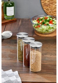 Resim Cooker 3'lü 400 Ml Metal Kapaklı Borosilikat Cam Kavanoz Seti Ckr3892 Gümüş 