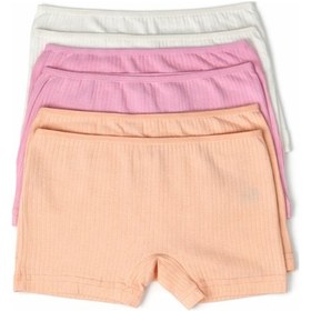 Resim İncili 6'lı Set Kız Çocuk Boxer Raporlu Ribana 2 Ekru - 2 Pembe - 2 Şeftali Rengi Çok Renkli 