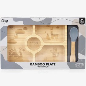 Resim Citron Bölmeli Vakum Tabanlı Organik Bambu Kare Yemek Takımı 1073582 