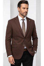 Resim Plus Scorpion Erkek Slim Fit Çift Düğme Çift Yırtmaçlı Blazer Ceket - Premium Dokulu Kumaş 