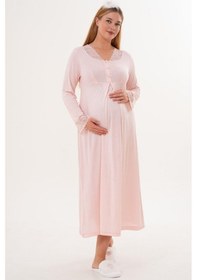 Resim Mecit Pijama Mecit 6331 Pudra Sabahlıklı Lohusa Gecelik Takım 