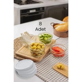 Resim Paşabahçe Beyaz Kapaklı Kahvaltılık Çerezlik Takımı 8'li (Logolu Cam) 