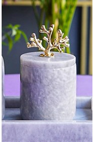 Resim MIARIK DESIGN & DEKORASYON Dekoratif Gri Mermer Pamukluk Gold Mercan Detaylı 