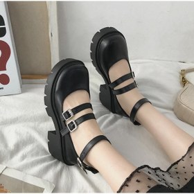 Resim DEEFWEAR Siyah Oxford Harajuku Tarz Bilek Toka Lolita Ayakkabı 