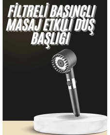 Resim Mey İthalat Duş Başlığı Profesyonel Masaj Başlıklı 3 Modlu Yeni Nesil Masaj Uçlu Su Tasarruflu Siyah 