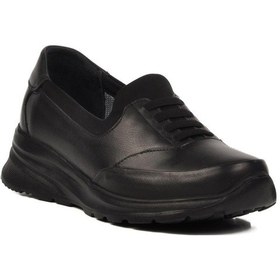 Resim Siyah Hakiki Deri Kadın Günlük Ayakkabı 0044 Z Siyah 