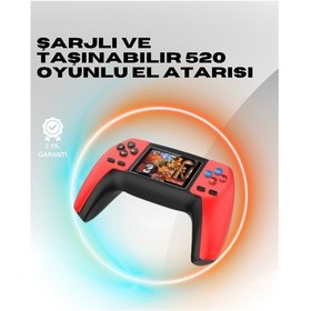 Resim P5 Mini Retro Oyun Konsolu - Tak-çalıştır, 520 Hazır Oyun, Portatif Kullanım 