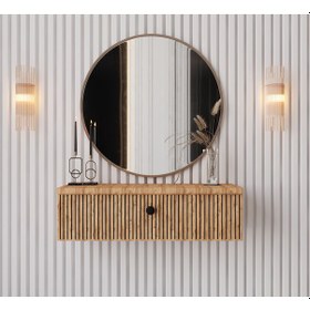 Resim Enwood Mimosa Atlantik Çam Rengi Mdf Duvara Monte Kapaklı Dresuar Atlantik Çam 