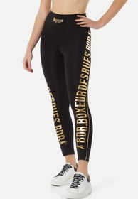 Resim Boxeur Des Rues Lettering Printed Leggings 