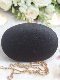 Resim Jale Kadın Şık Kol Ve Omuz Clutch Portföy Siyah Altın Kasalı Taşlı Abiye Çanta 