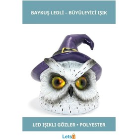 Resim Mistik Polyester Baykuş Figürü Led Işıklı Dekoratif Obje 1 Adet 