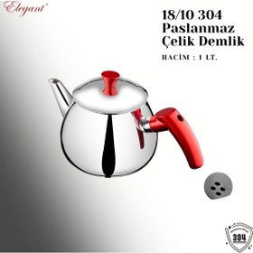 Resim Küre Orta Boy Bakalit Kulplu Çaydanlık Takımı-elma Şekeri Kırmızı 