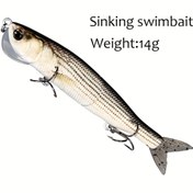 Resim 1 adet 12cm/14g Yavaş Batan 2 Bölümlü Balık Yemi, 4.72 inç/0.49oz Bionik Wobbler Sert Yem, Tatlısu Balıkçılığı Aksesuarları 