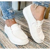 Resim Yaz Modası Kadın Günlük Kanvas Bağcıklı Loafer'lar Düz Tabanlı Bağcıklı Açık Hava Düz Renk Ayakkabılar Ratetime Beyaz 