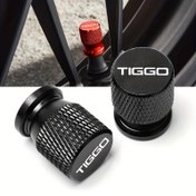 Resim 4 adet TIGGO Premium Alüminyum Alaşımlı Vana Kapakları - Dokulu Siyah & Kırmızı, Dayanıklı Araç Tekerlek Aksesuarları Geliştirilmiş Tutuş İçin 