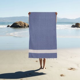 Resim %100 Pamuk Mavi-Pembe Elmas Peştamal 2'li - 100x180 Cm 