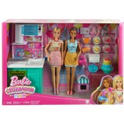 Resim HJY94 Barbie Brooklyn ve Malibu Pasta Yapıyor Oyun Seti 