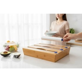 Resim Kitchenboost Bambu Ekmeklik Ekmek Dolabı - Streç Flim Folyoluk Tuzluk Karaberlik 4 Lü Set 