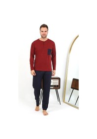 Resim Akbeniz Erkek Uzun Kol Penye Bordo Pijama Takımı 6861 Bordo 