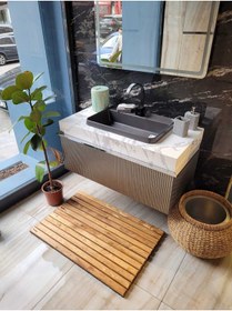 Resim Tahtakale Doğal Ahşap Kaydırmaz Yer Paspası (60*90 Cm.) 