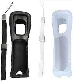 Resim Grafken Yumuşak Silikon Deri Kılıf Kapak Hnad Wrist Strap ile Wii Uzaktan Kumanda için Beyaz + Siyah 