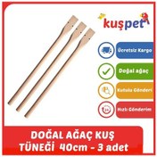 Resim Doğal Tahta Kuş Tüneği Tünek 40cm - 3 Adet 