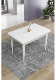 Resim Canisa Concept Nil Serisi 70x110 Sabit Mutfak Masası Takımı Beyaz Masa 2 Krem Sandalye Krem Sandalyeler Beyaz Masa 