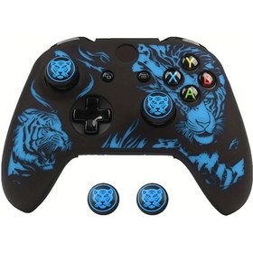 Resim Gaojunshop01 Xbox One S/x İçin Ralan Kaplan Desenli Silikon Kumanda Kılıfı - Siyah Mavi 