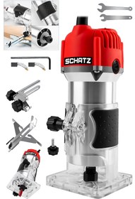 Resim Schatz 600W Bakır Sargılı 6 Kademe Devir Ayarlı Formika Traşlama Avuç Freze Makinesi 6 Mm Pens Kırmızı 