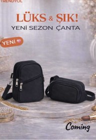 Resim Sofia Kadın Günlük İkili Hediyelik Askılı Fermuarlı ve Crossbag Bel Çantası 