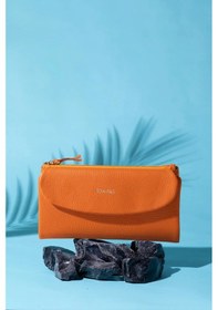 Resim 2602 Hakiki Deri Büyük Boy Kadın Cüzdan Flother Turuncu Turuncu 
