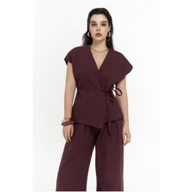 Resim Mai Collection Mai Studios Co. Sorrenio Bordo Yelek Pantolon Takım Bordo 