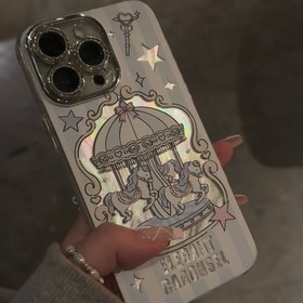 Resim Döner Karusel ile Dahili Lens Koruma Mobil Telefon Kılıfı, Düşmeye Karşı Glitter Ayna Tüy Gazlı Bez, iPhone16promax/15/14plus/13/12/11 Koruyucu Kılıf için Uygun 