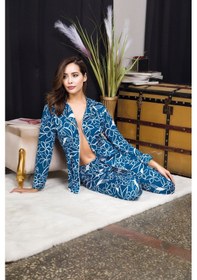 Resim Bebekokusu Rahat Ve Şık Kadın Pijama - Mavi Mavi 