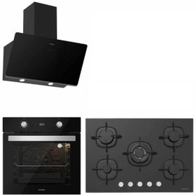 Resim Siyah Cam Ankastre Set (3457 - CS5365B01 - BO6504B01) 