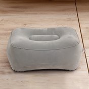 Resim Taşınabilir Ayak Dinlenme Yastığı - Seyahat, Araba, Ofis Uykusu, Tren için Gri PVC Kaplamalı Taşınabilir Ayak Dayama Yastığı - Rahatlama Ayak Taburesi - 1 Paket 