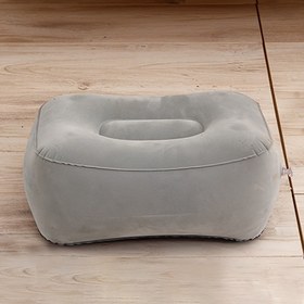 Resim Taşınabilir Ayak Dinlenme Yastığı - Seyahat, Araba, Ofis Uykusu, Tren için Gri PVC Kaplamalı Taşınabilir Ayak Dayama Yastığı - Rahatlama Ayak Taburesi - 1 Paket 