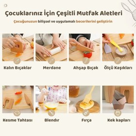 Resim Montessori Tavşan Temalı Ahşap Mutfak Seti Çocuk Eğitici Oyuncak 
