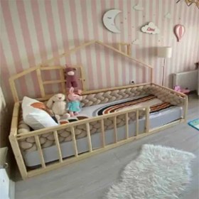 Resim Loolpi Home Montessori Bebek ve Çocuk Karyolası 60 x 120 cm Doğal Ahşap Çam Malzeme ile Tasarlandı 